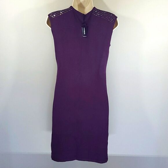 Express plum color size medium studded dress - Picture 5 of 5